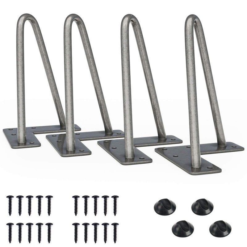SMARTSTANDARD 6 Inch Heavy Duty Hairpin Furniture Legs, Metal Home DIY Projects for TV Stand, Sofa, Cabinet, etc with Rubber Floor Protectors Grey 4PCS - Image 1